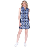 Marina Blue Collection: Liri Knit Print Sleeveless Dress